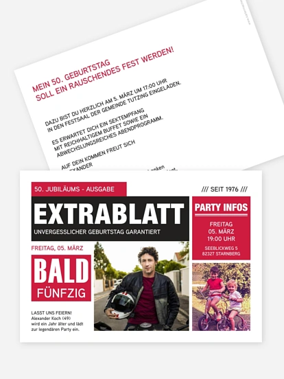 Einladung 50. Geburtstag Extrablatt