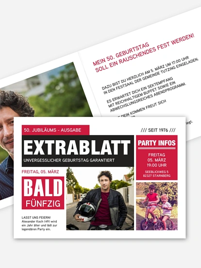 Einladung 50. Geburtstag Extrablatt
