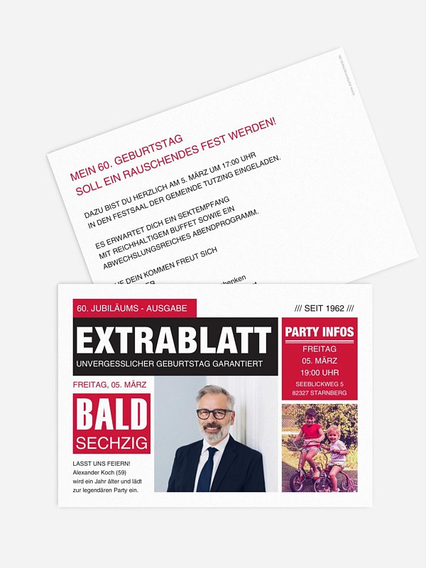 Einladung 60. Geburtstag Extrablatt