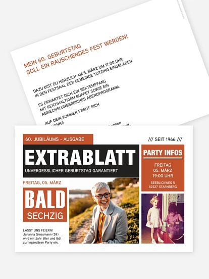 Einladung 60. Geburtstag Extrablatt