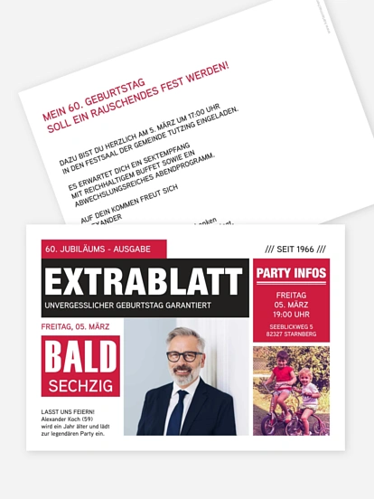 Einladung 60. Geburtstag Extrablatt