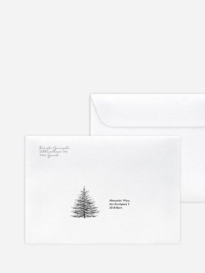 Bedruckte Umschläge geschäftl. Weihnachten Pinetree Mitarbeiter
