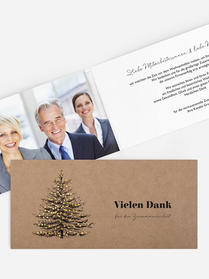 Geschäftliche Weihnachtskarte Pinetree Mitarbeiter
