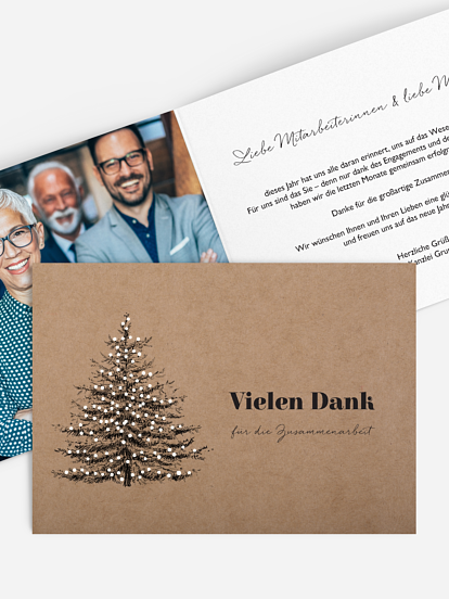 Geschäftliche Weihnachtskarte Pinetree Mitarbeiter