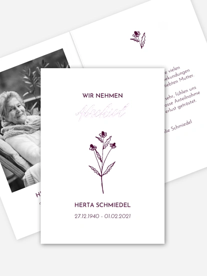 Trauerdanksagung Wir vermissen dich