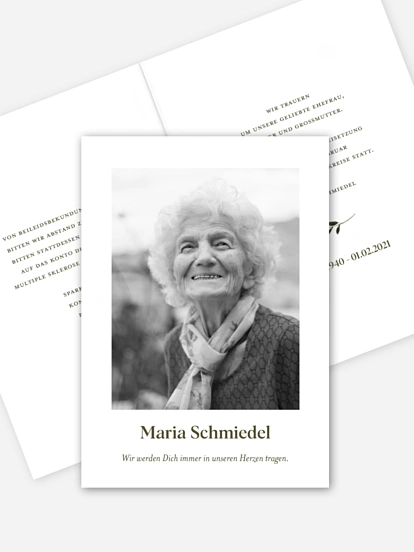 Trauerkarte In unseren Herzen