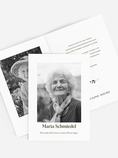 Trauerdanksagung In unseren Herzen