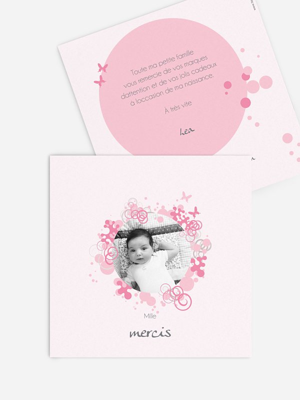 Carte remerciement naissance Bubble