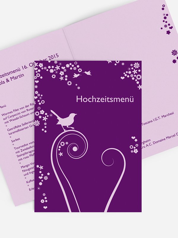 Menükarte Hochzeit Blumenzauber