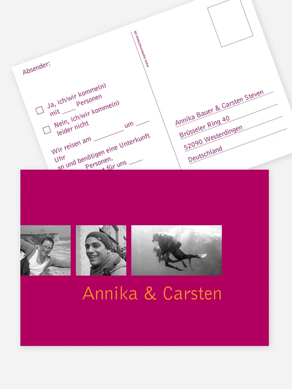 Antwortkarte Hochzeit Farbreich