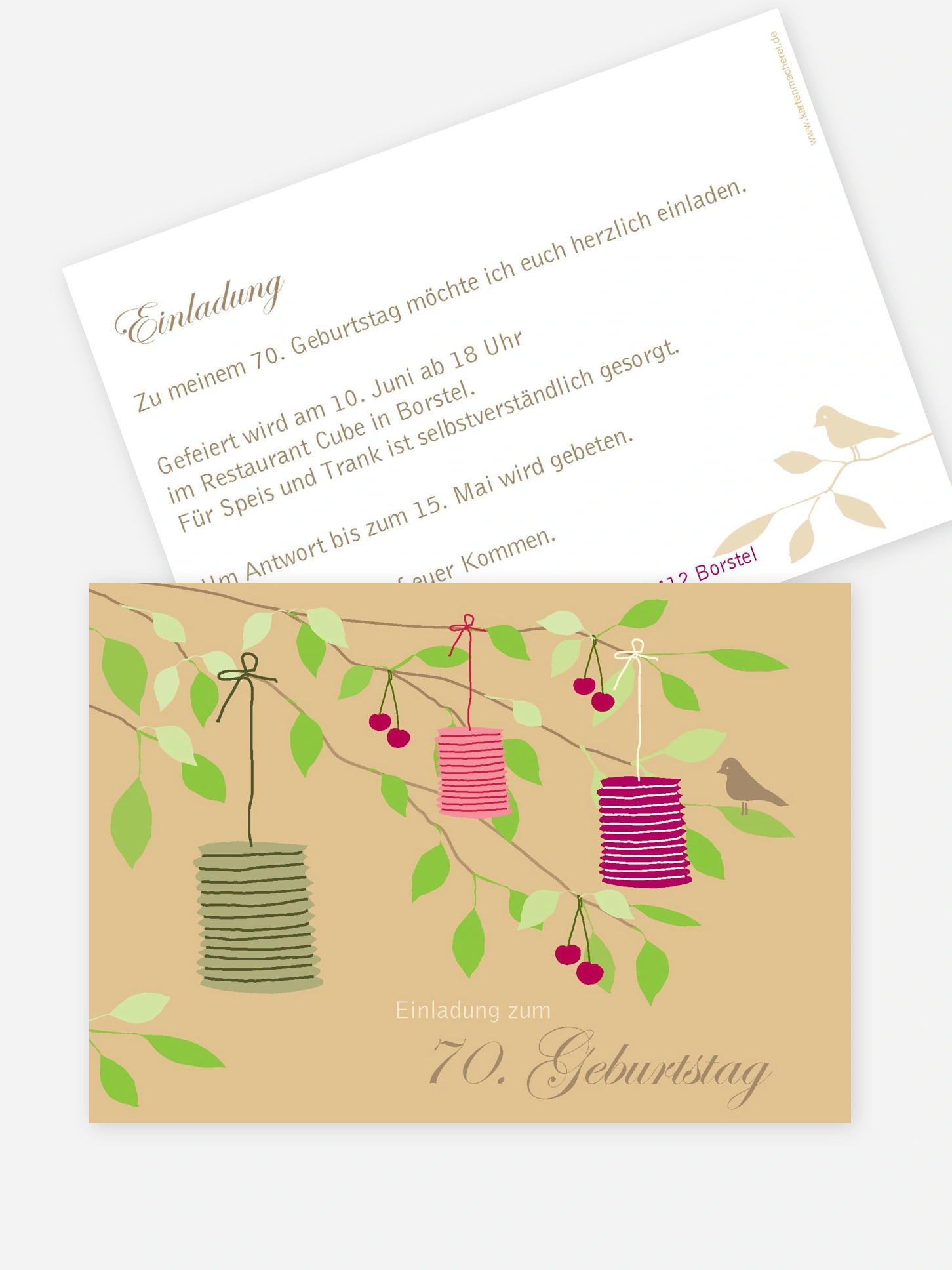Einladung 70. Geburtstag Lampions