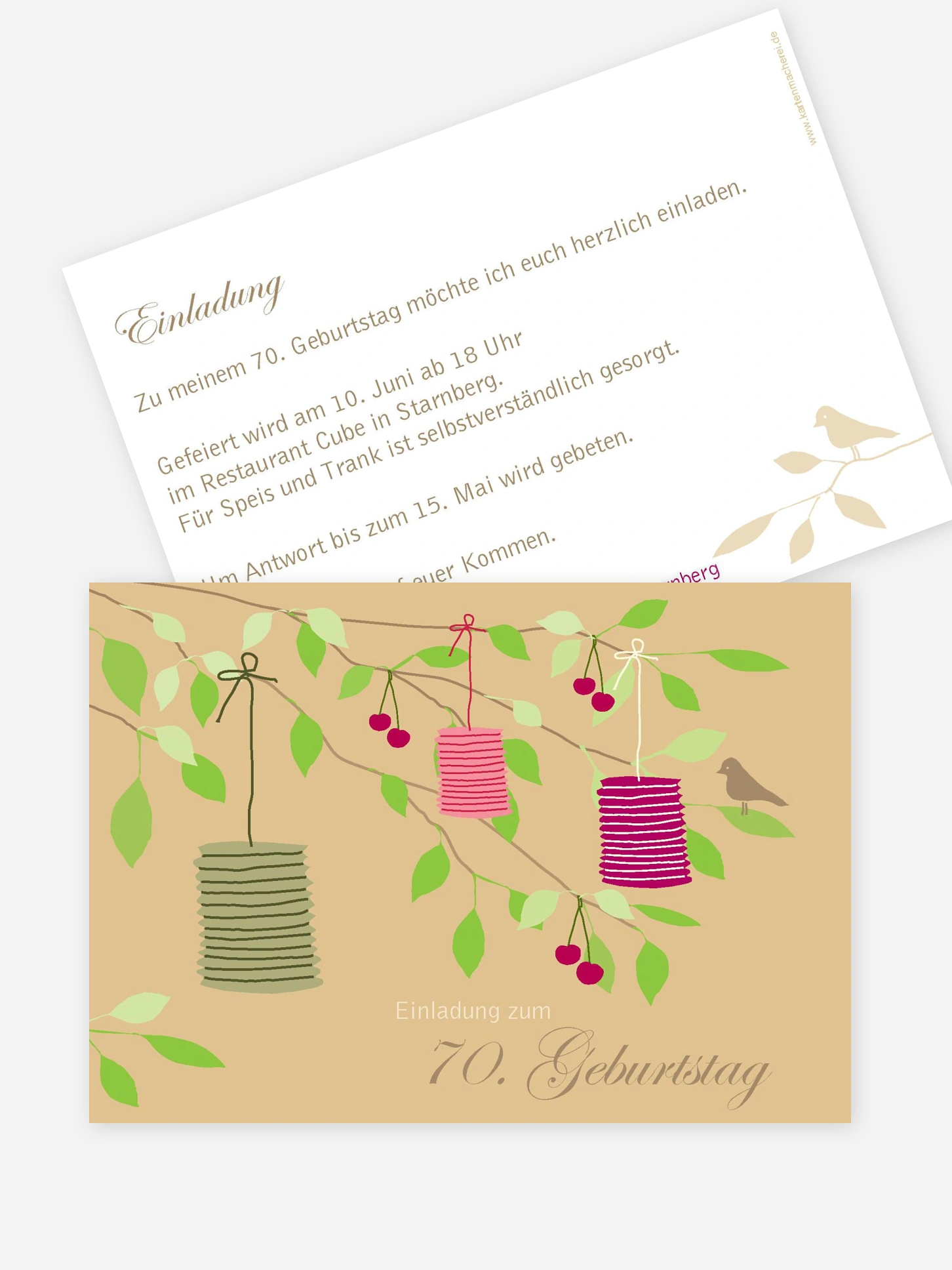 Einladung 70. Geburtstag Lampions