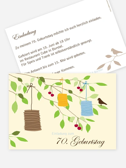 Einladung 70. Geburtstag Lampions