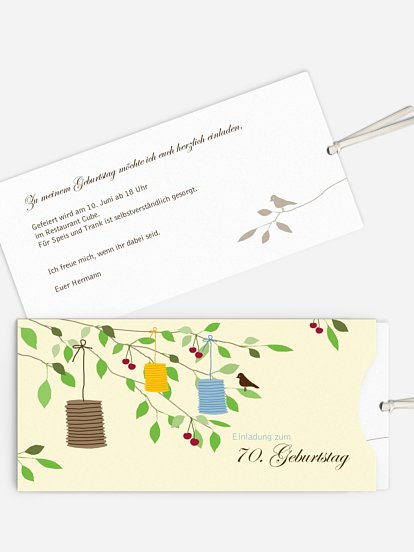 Einladung 70. Geburtstag Lampions