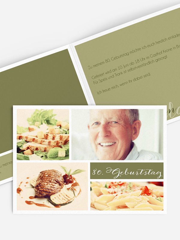 Einladung 80. Geburtstag Fotowand