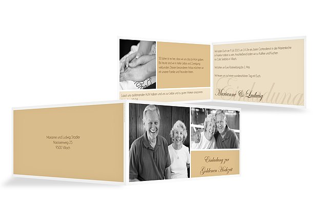 Einladung zur Goldenen Hochzeit Fotowand