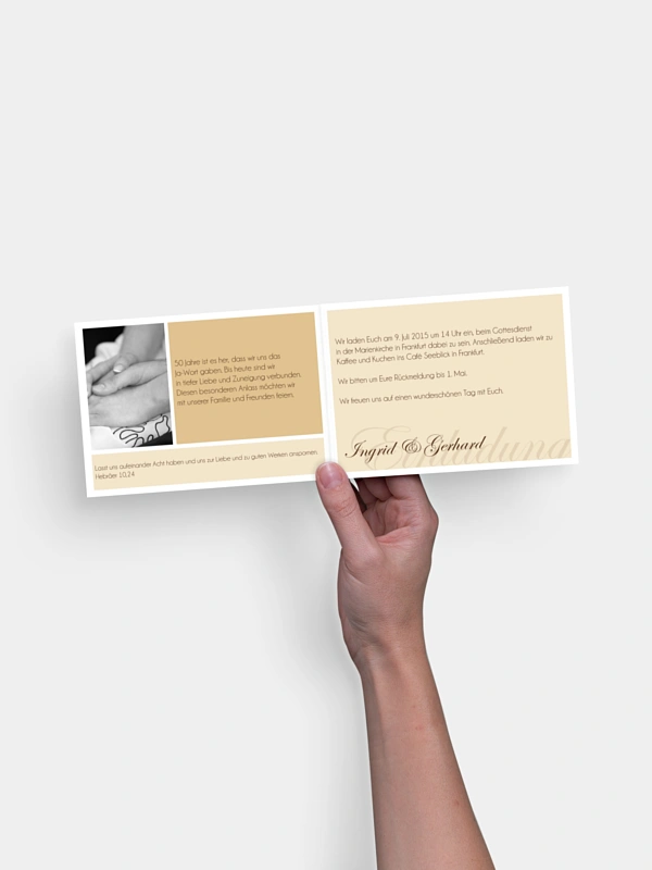 Einladung zur Goldenen Hochzeit Fotowand