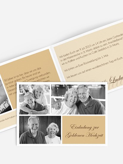 Einladung zur Goldenen Hochzeit Fotowand