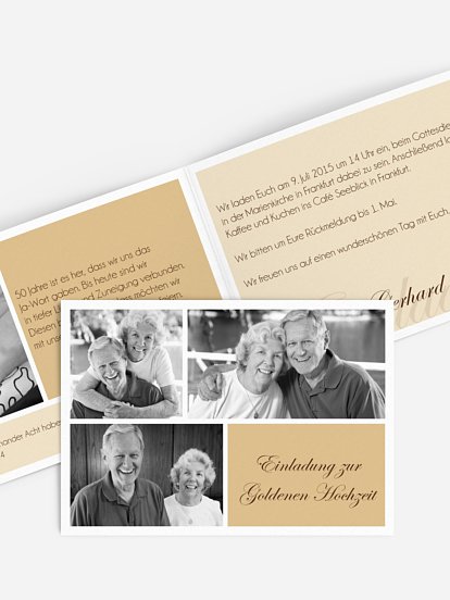 Einladung zur Goldenen Hochzeit Fotowand