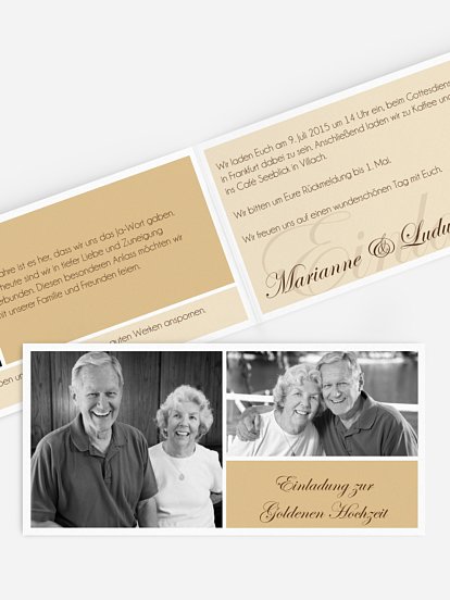 Einladung zur Goldenen Hochzeit Fotowand