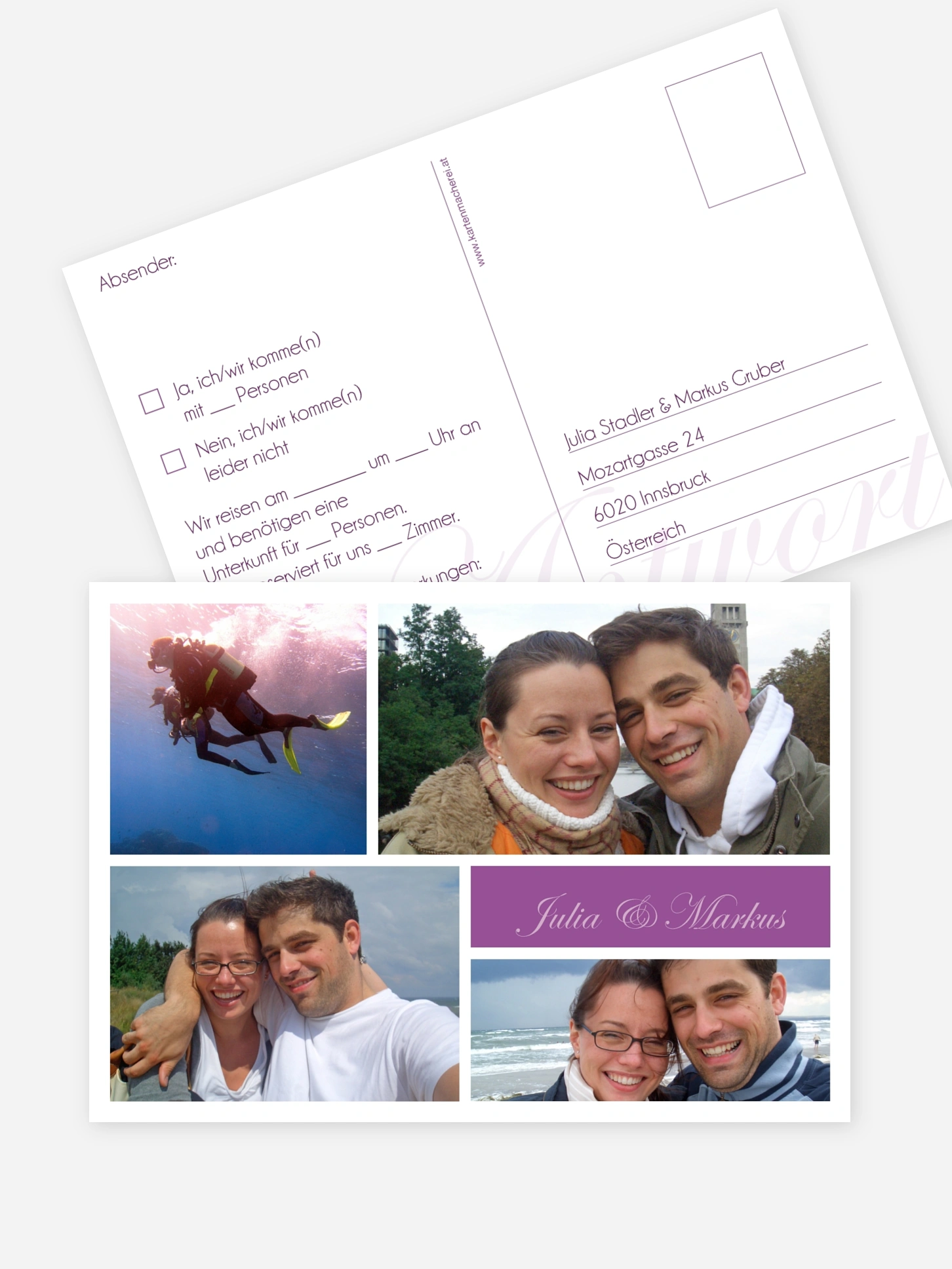 Antwortkarte Hochzeit Fotowand