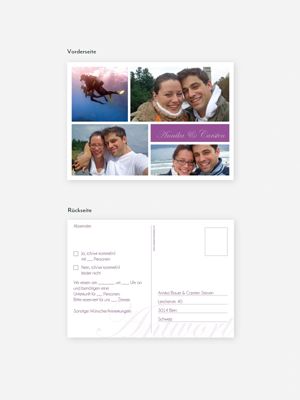 Antwortkarte Hochzeit Fotowand