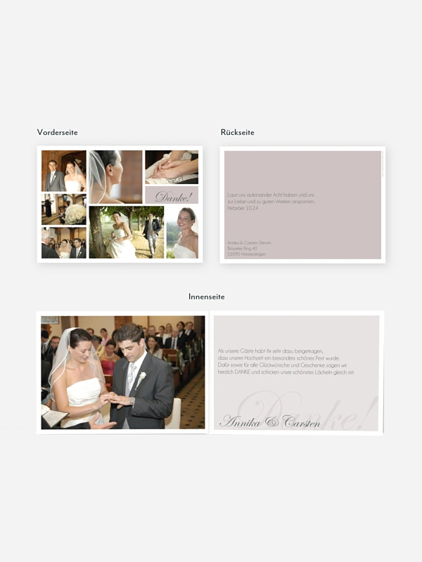 Dankeskarte Hochzeit Fotowand