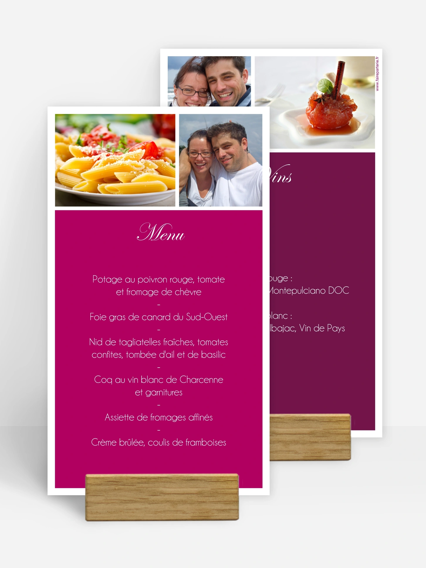 Menu mariage Galerie de photos