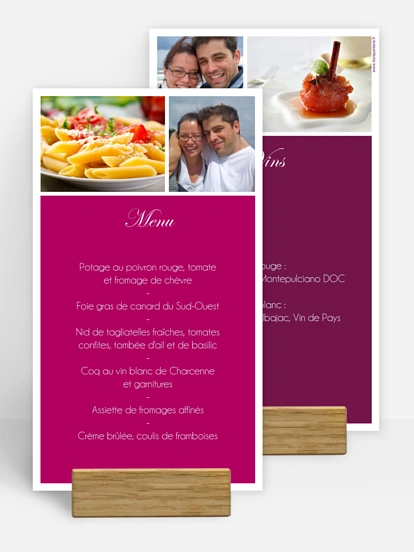 Menu mariage Galerie de photos