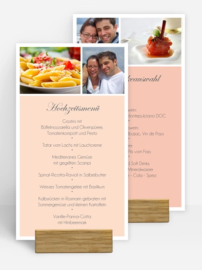 Menükarte Hochzeit Fotowand