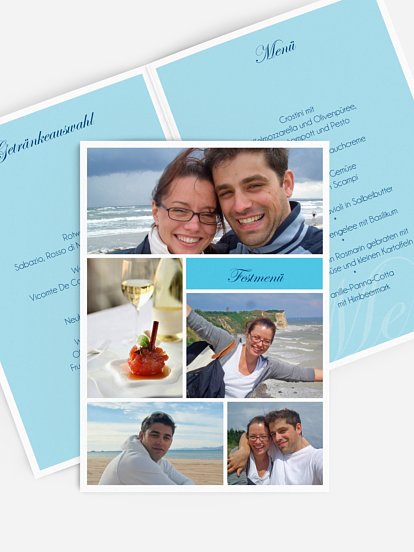 Menükarte Hochzeit Fotowand