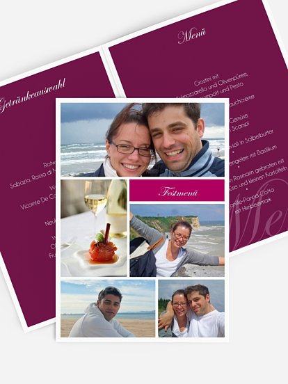 Menükarte Hochzeit Fotowand