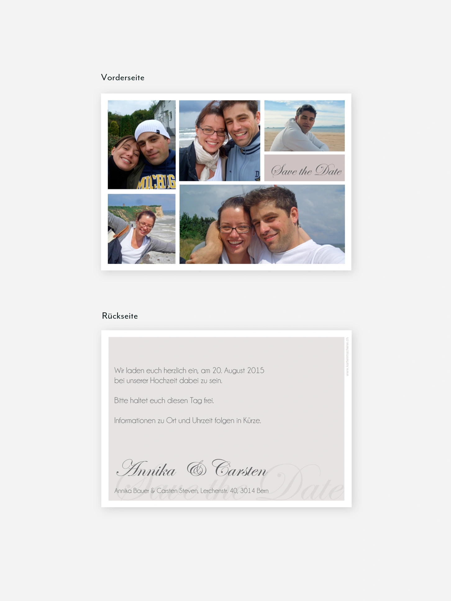 Save-the-Date Karte Fotowand