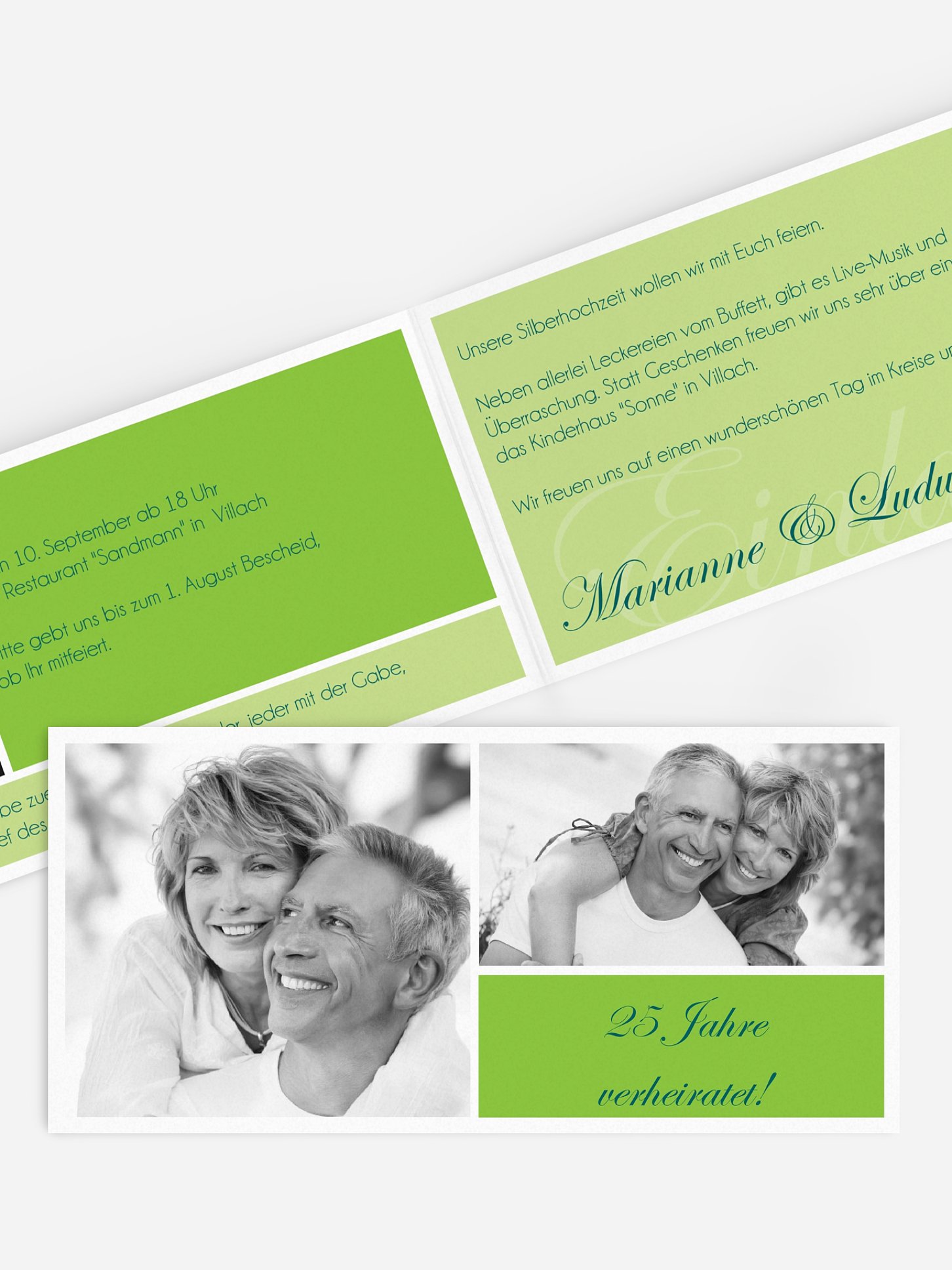 Einladung zur Silberhochzeit Fotowand