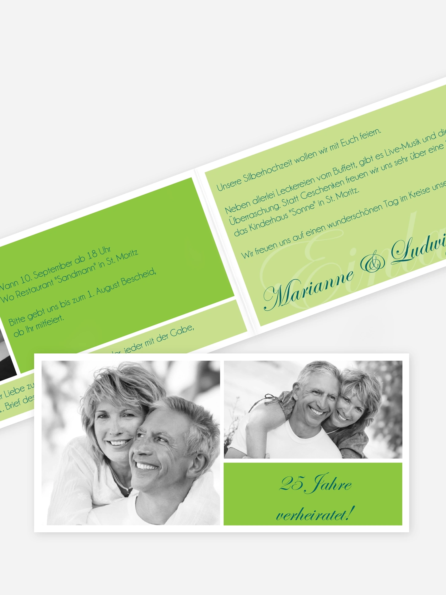 Einladung zur Silberhochzeit Fotowand