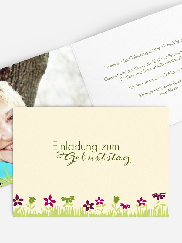 Geburtstagseinladung Blumenwiese