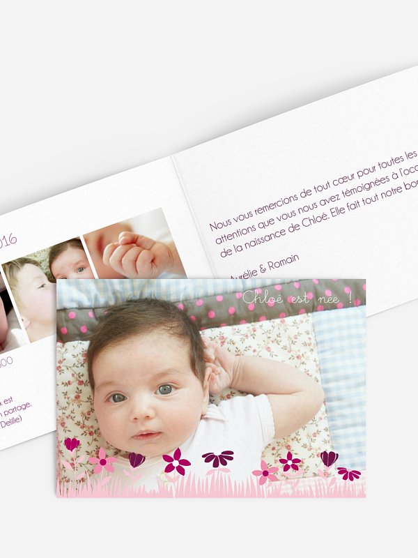 Faire-part naissance Prairie en fleurs