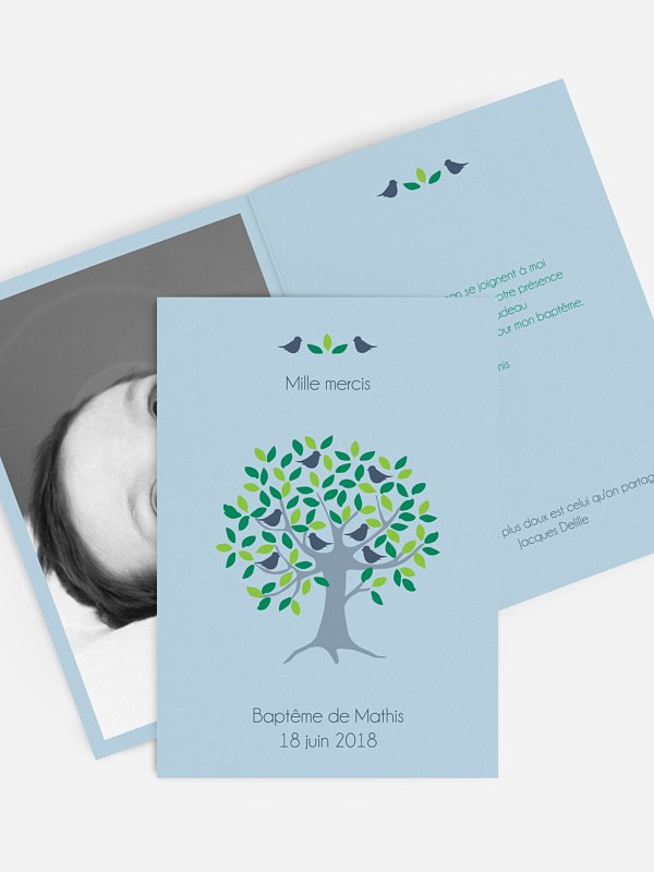 Carte Remerciement Bapteme L Arbre Aux Oiseaux