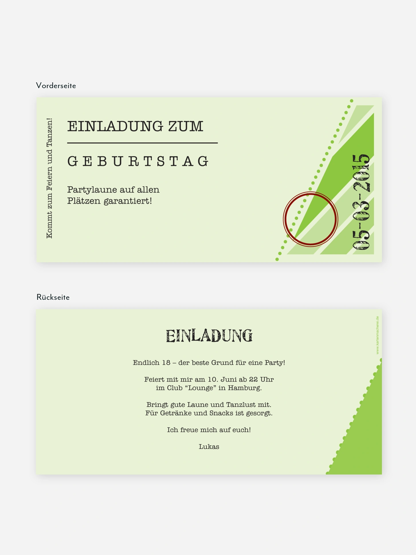 Einladung 18. Geburtstag Eintrittskarte