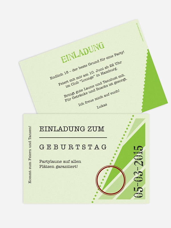 Einladung 18. Geburtstag Eintrittskarte