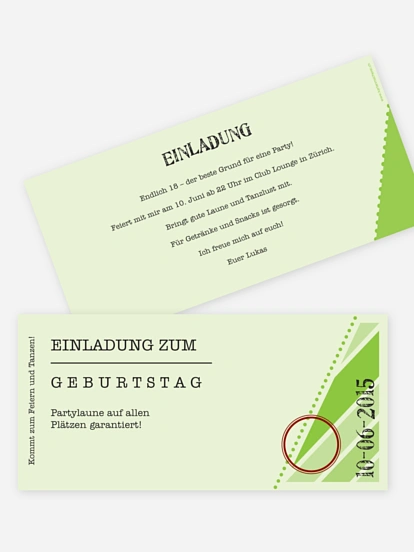 Einladung 18. Geburtstag Eintrittskarte