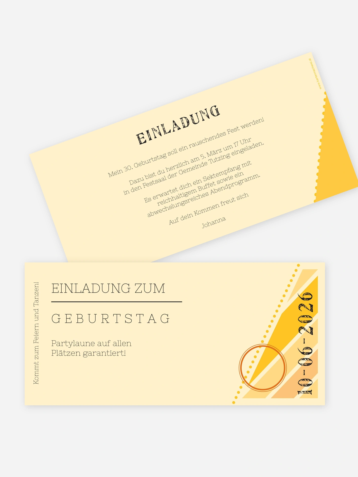 Einladung 30. Geburtstag Eintrittskarte