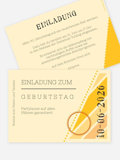 Einladung 30. Geburtstag Eintrittskarte