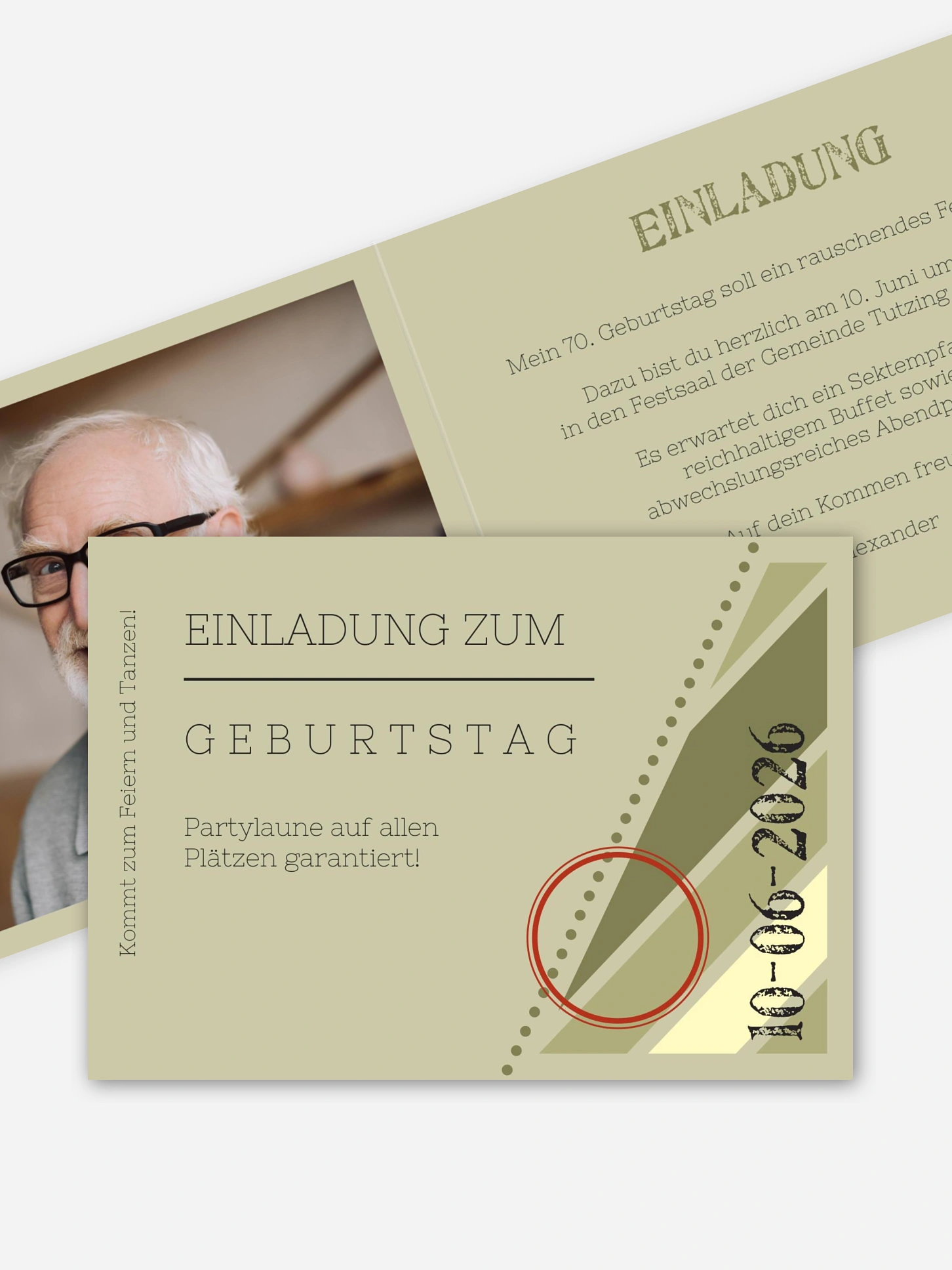 Einladung 70. Geburtstag Eintrittskarte