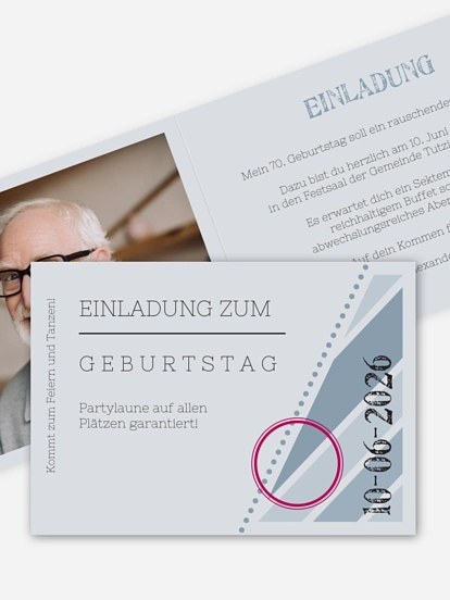 Einladung 70. Geburtstag Eintrittskarte