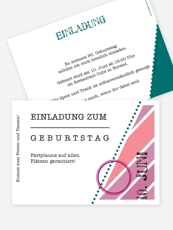Einladung 90. Geburtstag Eintrittskarte