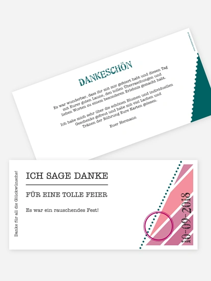Dankeskarte Geburtstag Eintrittskarte