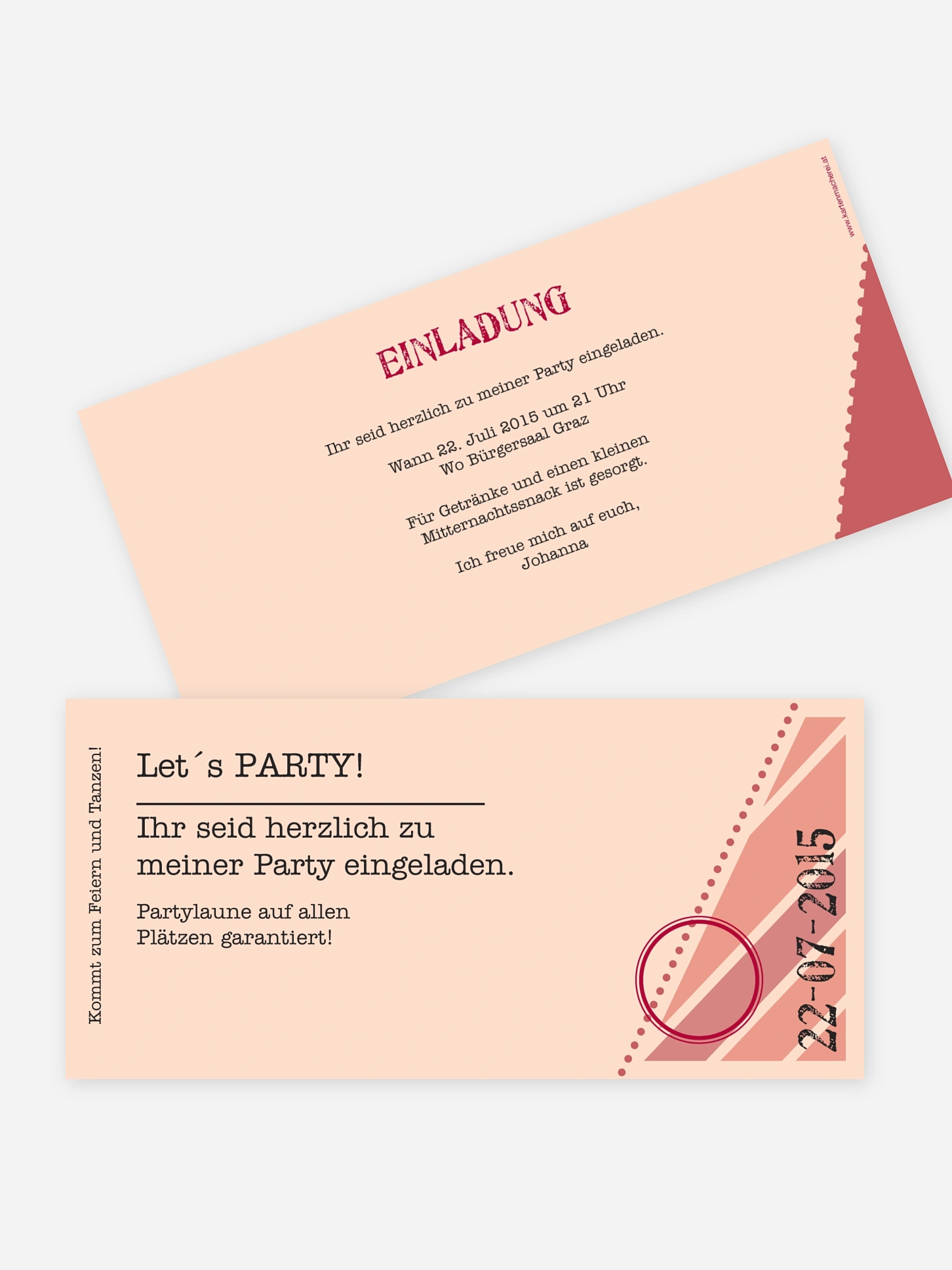 Partyeinladung Eintrittskarte