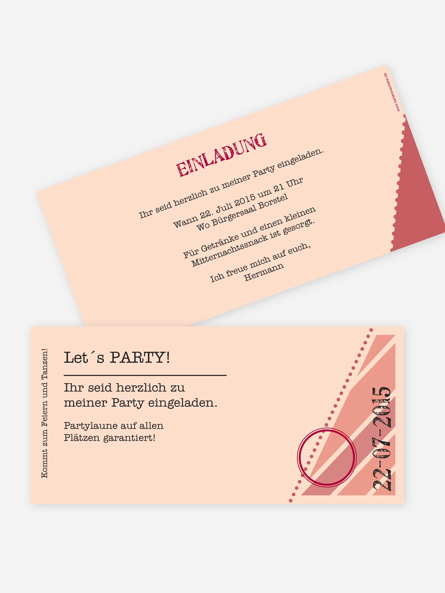 Partyeinladung Eintrittskarte