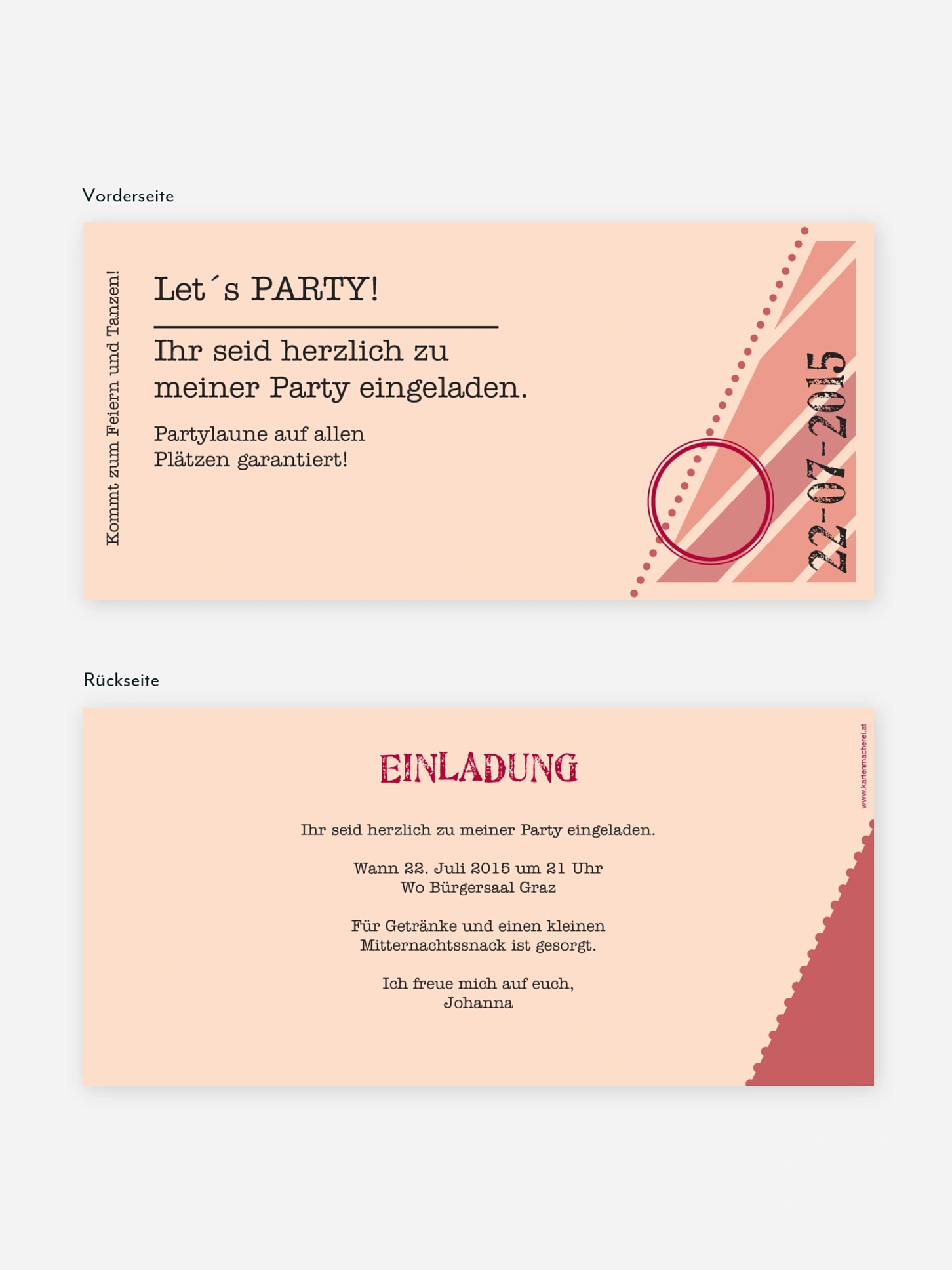 Partyeinladung Eintrittskarte